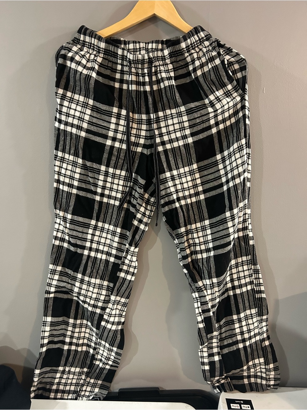 Black & White Plaid Kids Pajama Bottoms